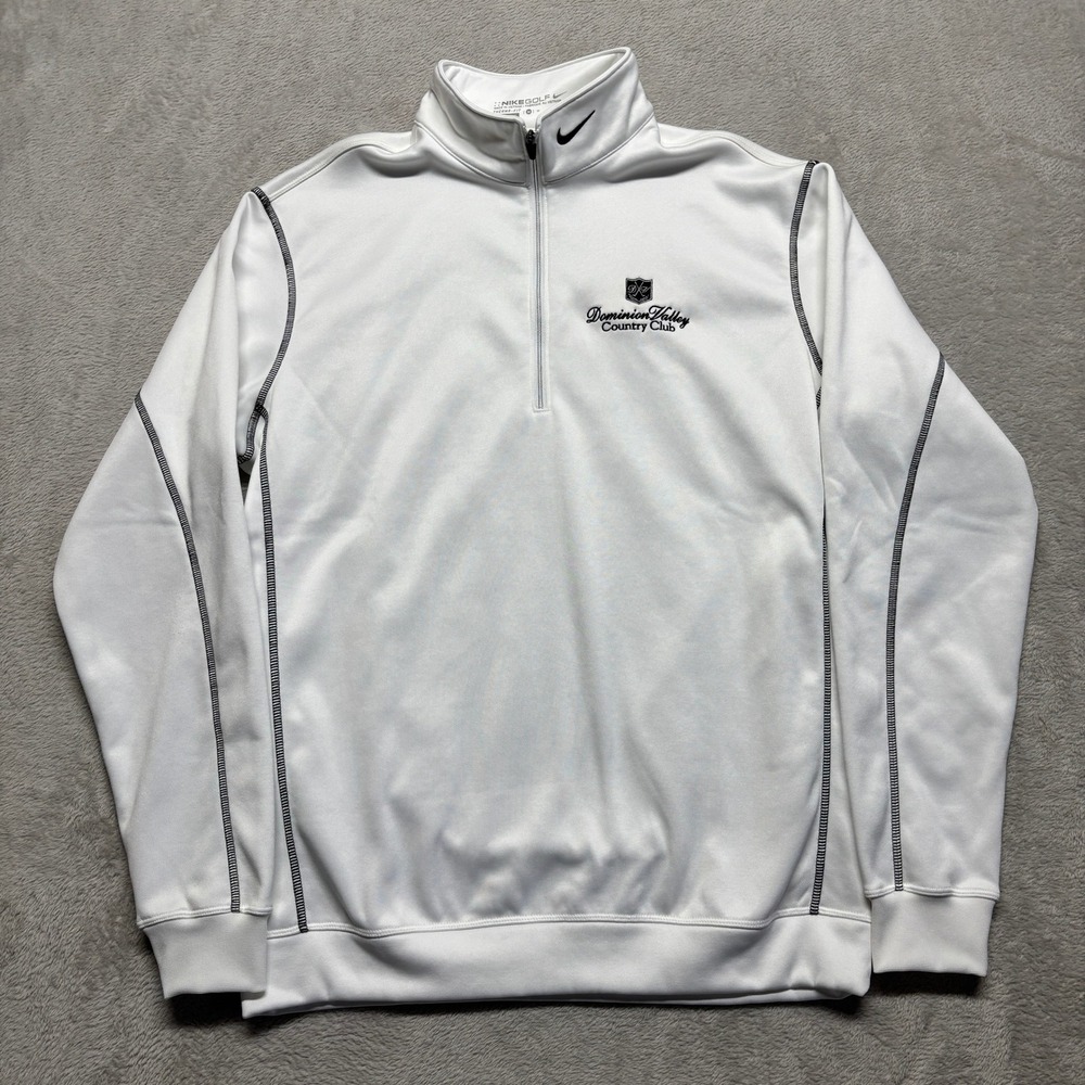 Nike Golf Therma-FIT‎ Mens M Quarter Zip Pullover Sweater White Dominion Valley